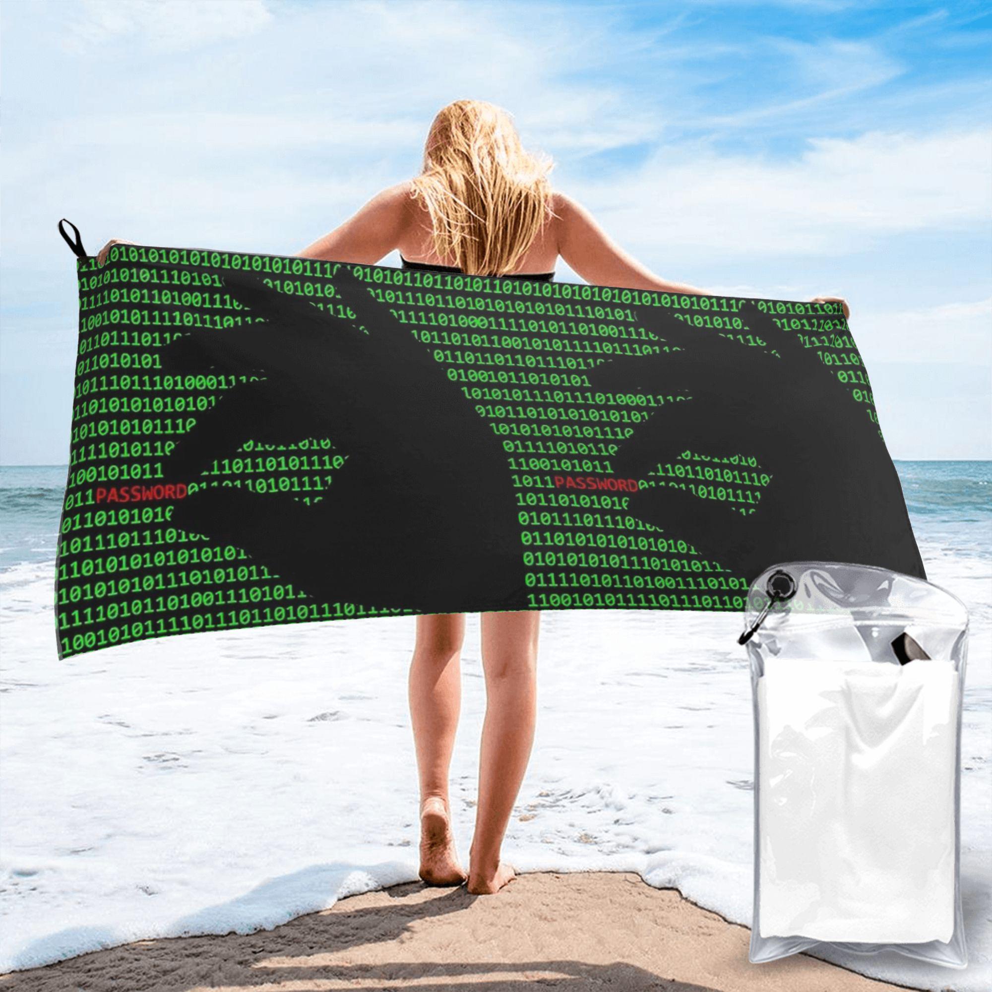 Hacker Code Binary Code Geek Science Computer Beach Towel Soft Microfiber Quick Dry Absorbent Quick Towels For Yoga 70x140 cm