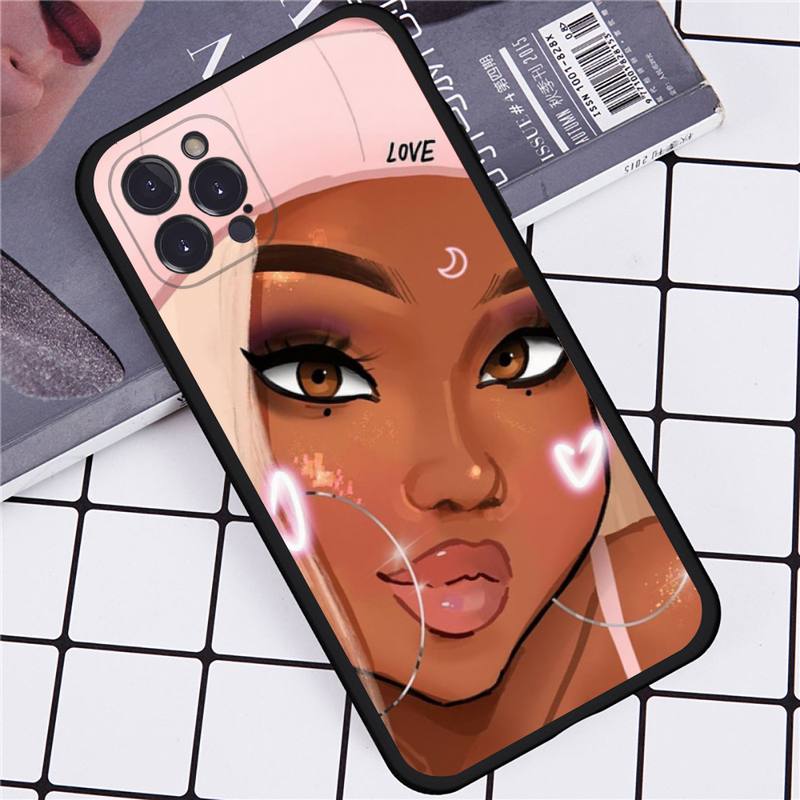 Afro Girls Art Phone Case For iPhone 14 11 12 13 Mini Pro Max 8 7 6 6S Plus X SE 2020 XR XS Funda Case