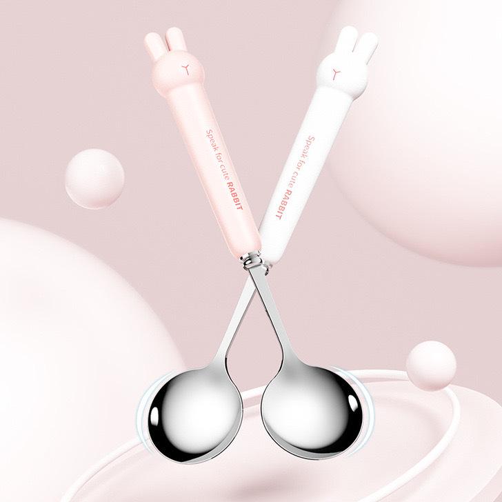 Conjunto de Talheres Portátil de Aço Inoxidável 304 Estilo Inspirado Desenho Animado: Colher, Garfo e Hashis para Estudantes e Trabalhadores de Escritório