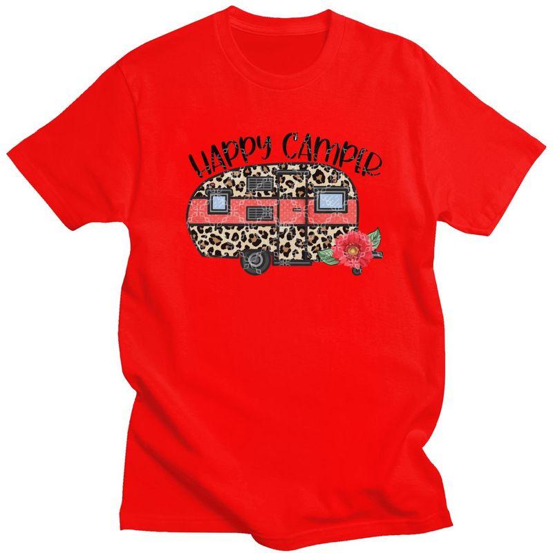 Custom Fashion Happy Camper T Shirts Men Camping Life Tshirts Casual Tee 100 Cotton Oversized Tshirt Merch