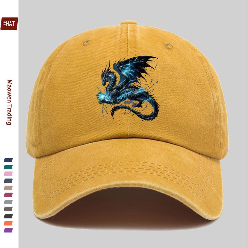 pc pcs Unisex Adjustable Trucker Baseball Cap with Blue Dragon Print Snapback Buckle Closure Lightweight Suitable for Daily