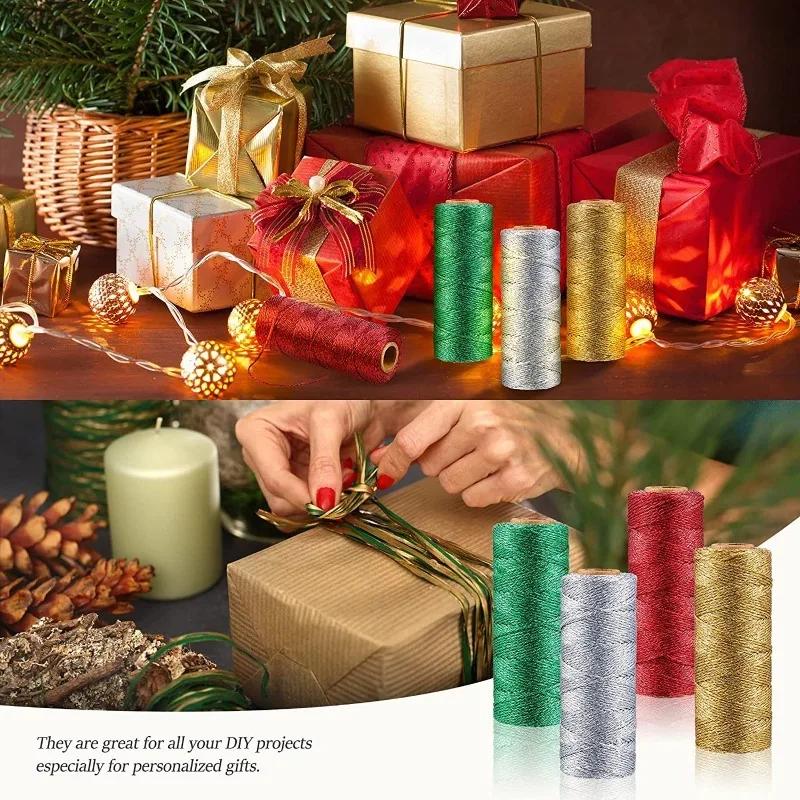1mm Goldfaden Geschenkband für DIY Dekoration Weihnachten Metallic Kordel Nicht Elastisch Glänzendes Seil für Handwerksdekor