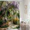 Garden Scene Shower Curtain Floral Arch Purple Wisteria Waterproof Bathroom Decor Nature Theme Home Textile Artistic Desig
