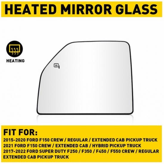 Para 2015- F150 F250 F350 F450 F550 Espejo de Remolque Cristal Superior Calefactable Lado del Conductor