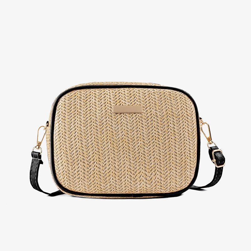 Simple and fashionable women's bags, small fresh woven crossbody shoulder small square bag, mini mobile phone bag.