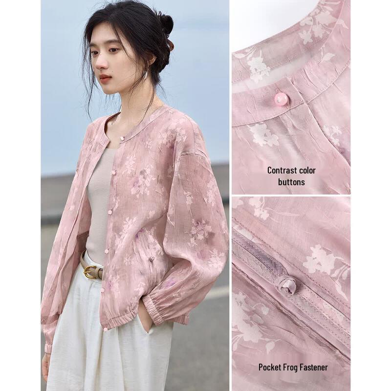 XWI Dames Nieuwe Chinese Stijl Lichtgewicht Bloemenpatroon Textuur Shirtjas