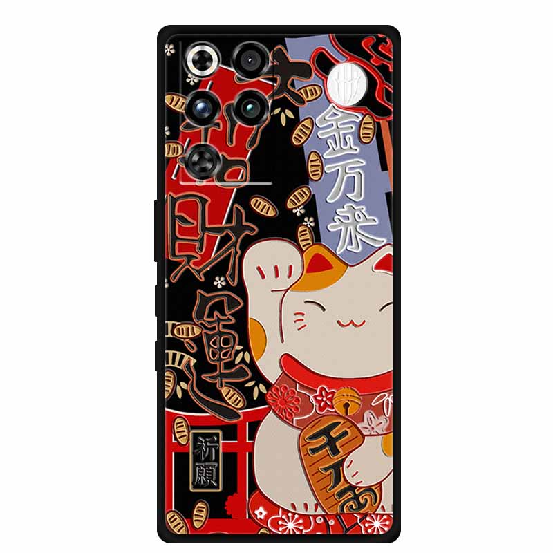 For ZTE Nubia RedMagic 11 Pro 5G Case 3D Emboss Flowers Relief Soft Black Silicone Back Cover For ZTE Nubia RedMagic 11Pro Funda