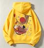 Autumn/Winter Children's Casual Hooded Sweatshirt - Retro Cartoon Japanese Ramen Bowl Print Long Sleeve Pullover Shirt