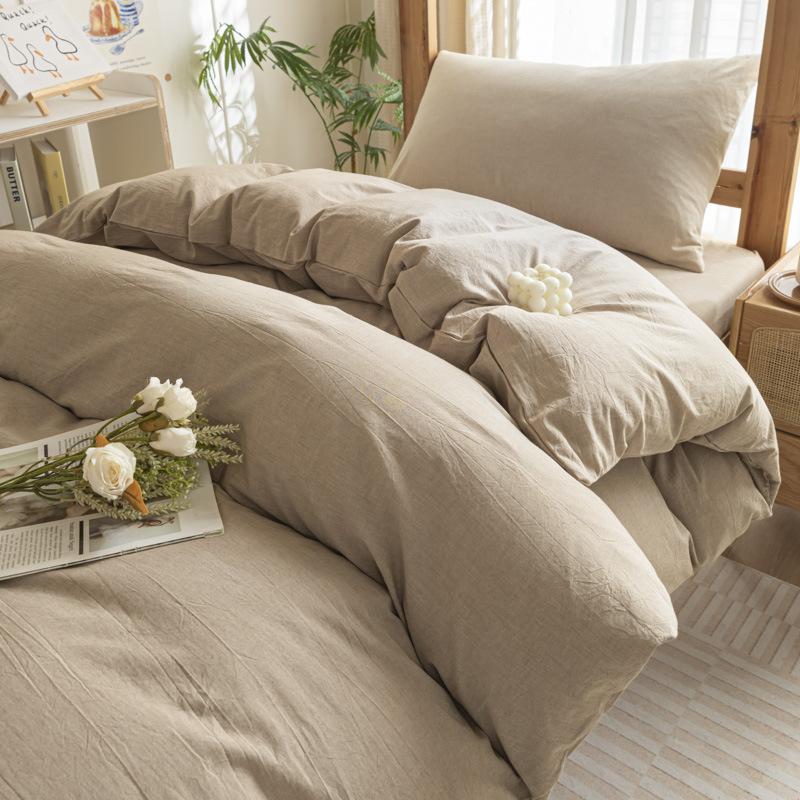 Cotton Washed Cotton Single Quilt Cover Student Dormitory Pure Cotton Bedding Four-piece Set Sheet Quilt Cover Simple Three-piece Set