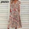 JPNTKY Women's Fashion Summer Spring Short Sleeve V-Neck Casual Dresses