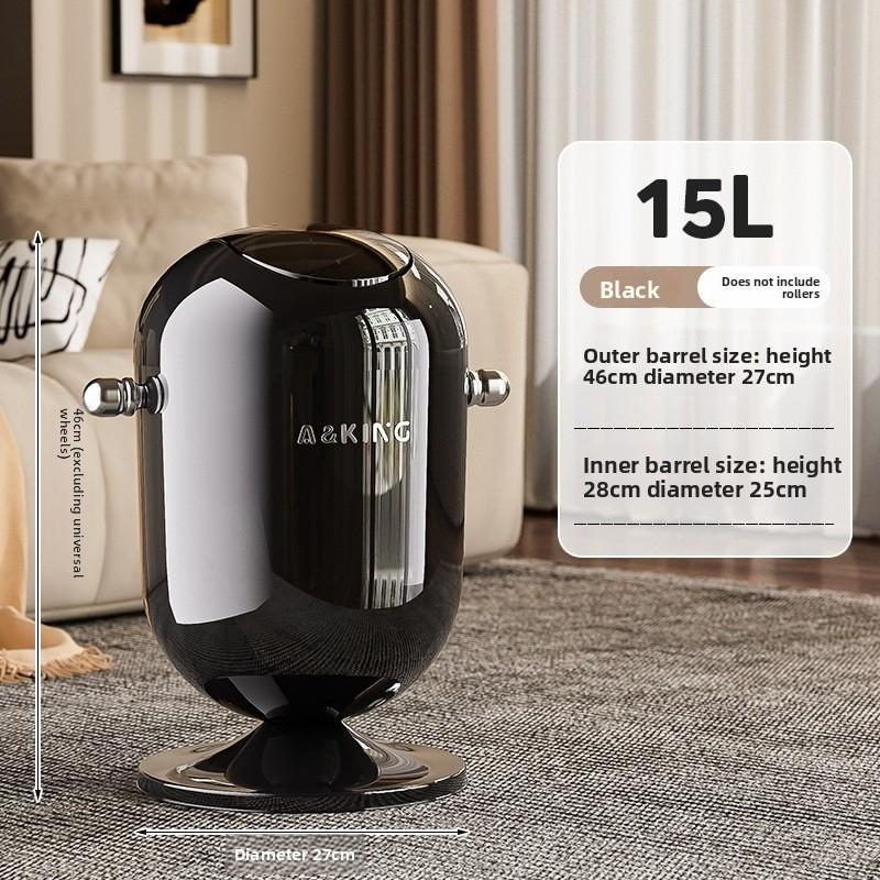 Flip Roller Skating Wastebasket Large Capacity Movable Recycle Bin Home Use Living Room Kitchen Bathroom Light Luxury Trash Can