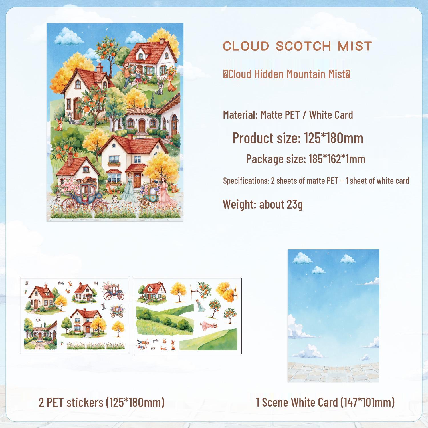 ZABC Midsummer European Scenery Landscaping Stickers - DIY Collage Decor, 4 Styles