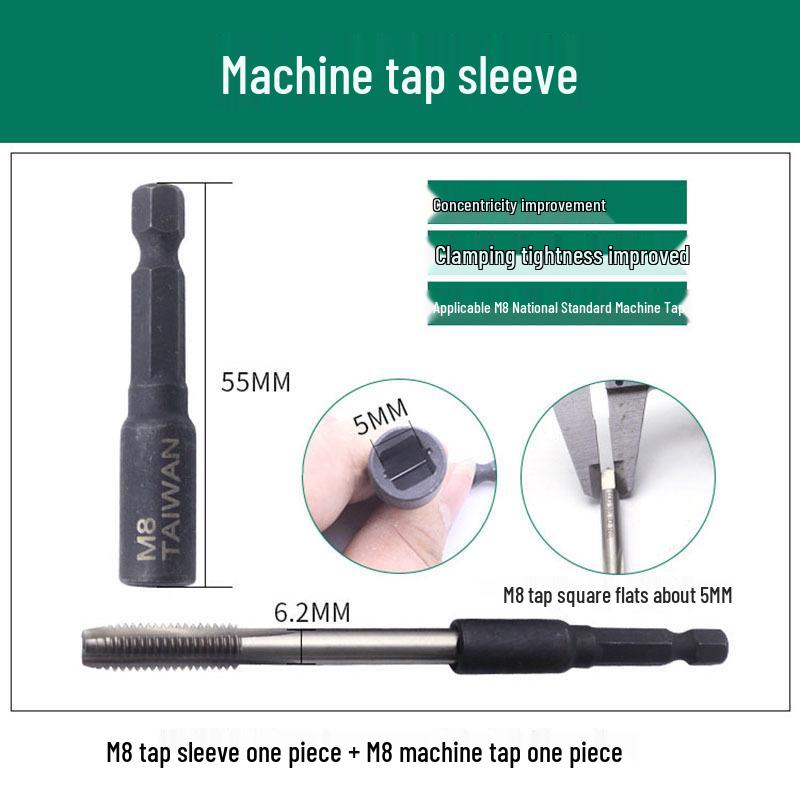 Hex Shank Tapping Chuck Conversion Head with Tap Extension Rod