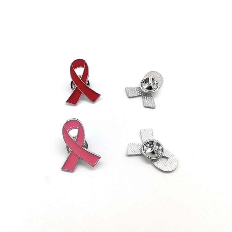 10 Pcs Ribbon Brooch Enamel Pins Jewelry Breast Cancers Awareness Hope Lapel Pin Buttons Badges Clothing Accessories