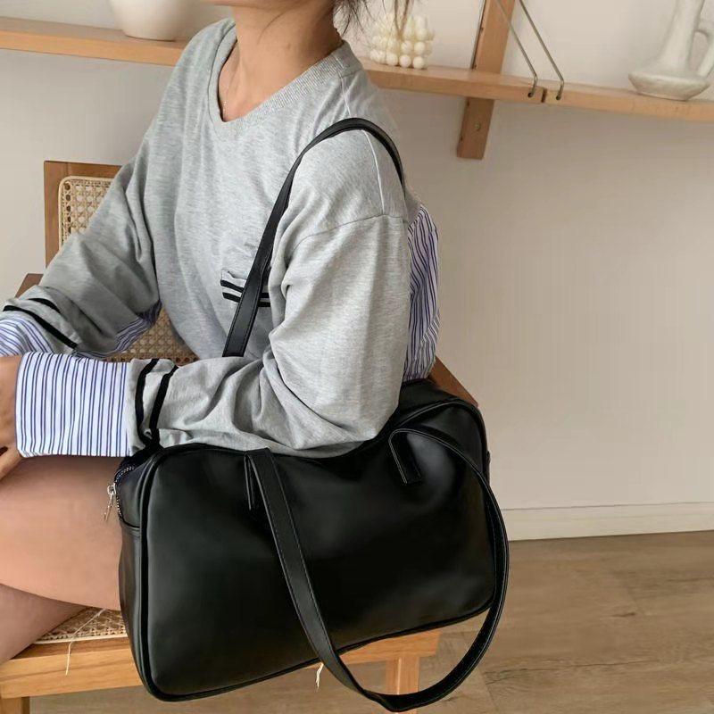 Soft PU Leather Women Shoulder Bags Large Capacity Shopping Bag Casual Female Square Tote Bags Simple Ladies Travel Handbags
