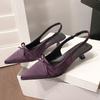 Satin Pointed Toe High Heeled Sandals Women Summer New Sexy Thin Heels Slingback Shoes Bow Elegant Party Dress Shoes Women Pumps