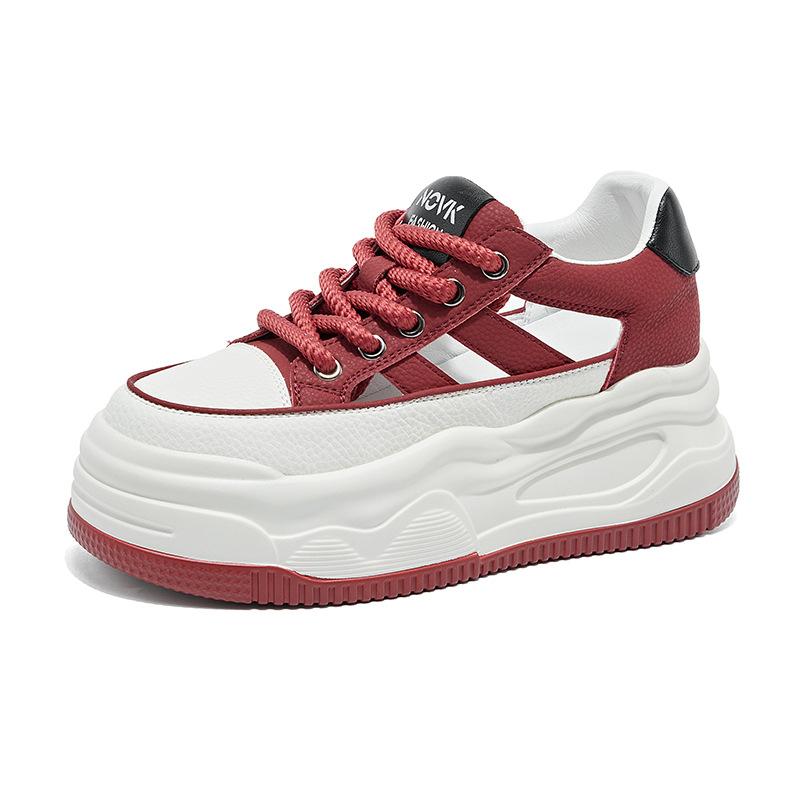 

Genuine leather single shoes 2025 new thick-soled inner height-increasing sandals women s summer versatile breathable casual little white shoes wome 34