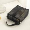 Simple Portable Mesh Makeup Bag Square Zipper Transparent Cosmetic Bag Large Capacity Lightweight Storage Toiletry Bag Travel