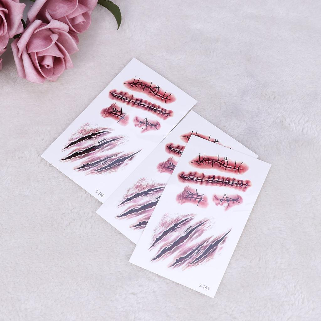 Buy 3pcs Scar Tattoos Makeup Wounds Scab Horror Temporary Stickers for ...