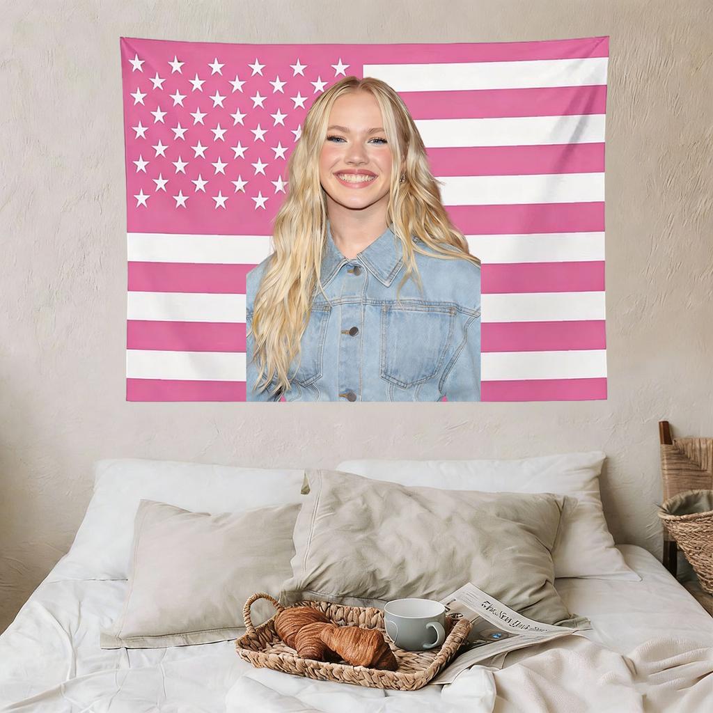 Indie Pop Singer Pink USA Flag Tapestry Custom Celebrity Wall Hanging for Bedroom Dorm Fan Decor Poster