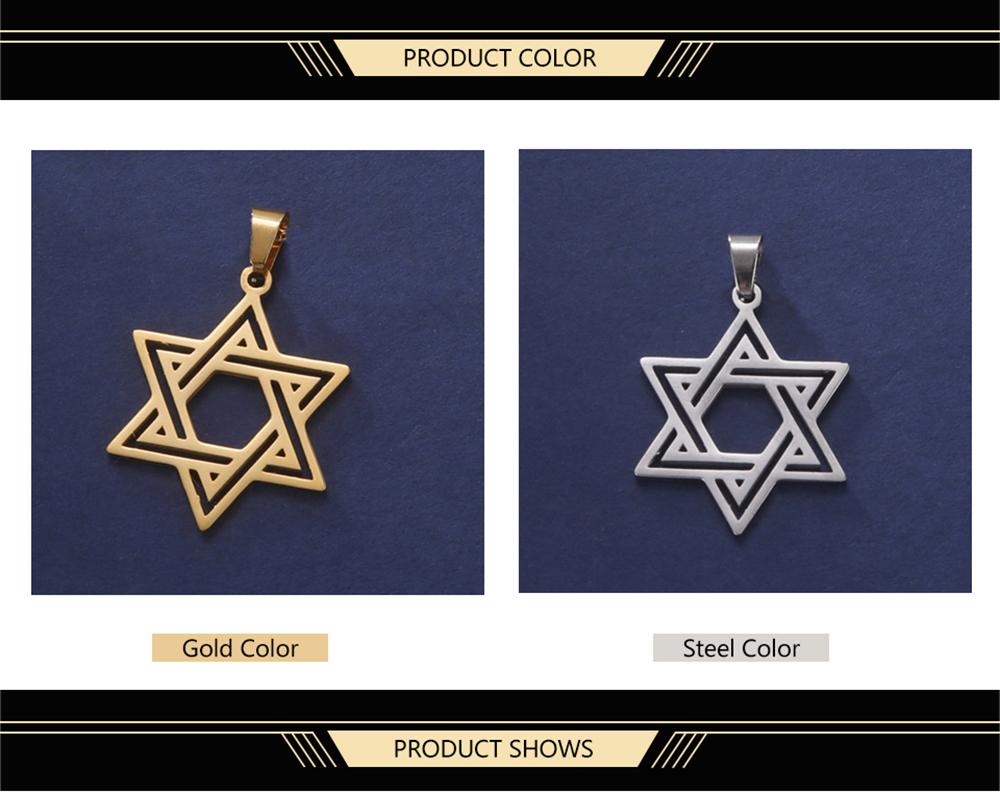 Dawapara Jewish Menorah David Star Stainless Steel Pendant for Necklace Hexagram Charm Jewelry Making Religious Hanukkah Gift