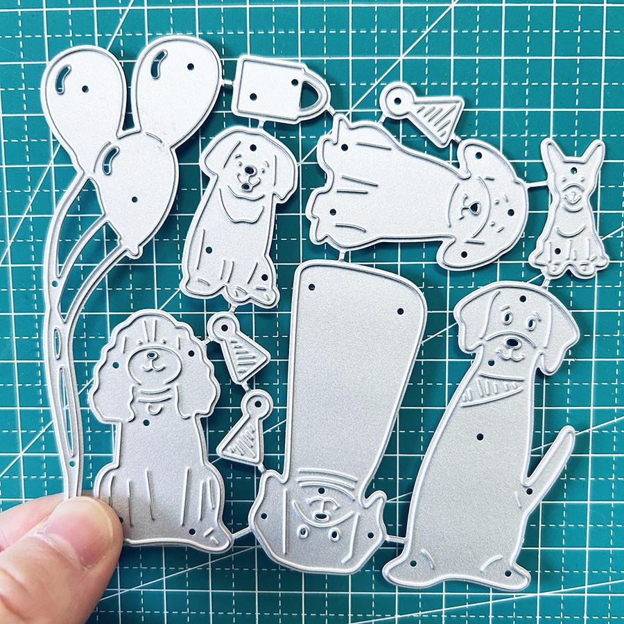 Puppies Celebration Balloon Metal Cutting Dies Stencil for DIY Scrapbooking Photo Album Embossing Paper Cards Crafts Diecuts