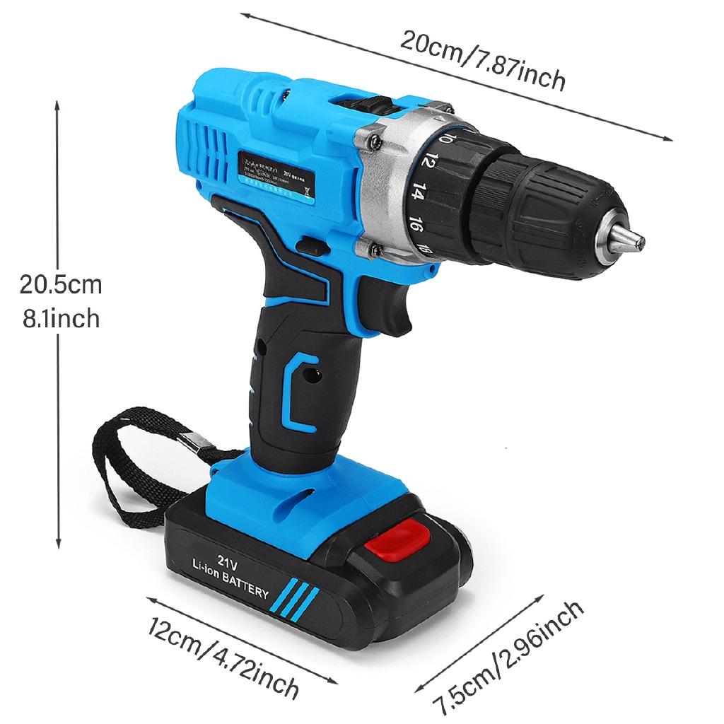 2200RPM Rechargable Double Speed Electric Screwdriver Kit 6500mAh Li-Ion 2Battery Electric Cordless Drill Power Tool 21V