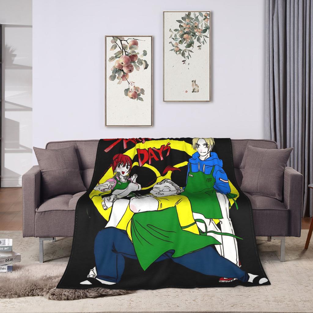 Warm Soft Blanket Picnic Sakamoto Days Taro Shin Lu Throw Blanket Flannel Bedspread For Couch Chair Funny Sofa Bed Cover