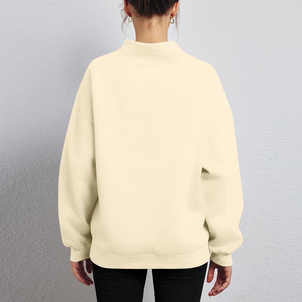 Modischer lockerer Damen-Hoodie mit hohem Kragen und langen Ärmeln, Pullover-Oberteil