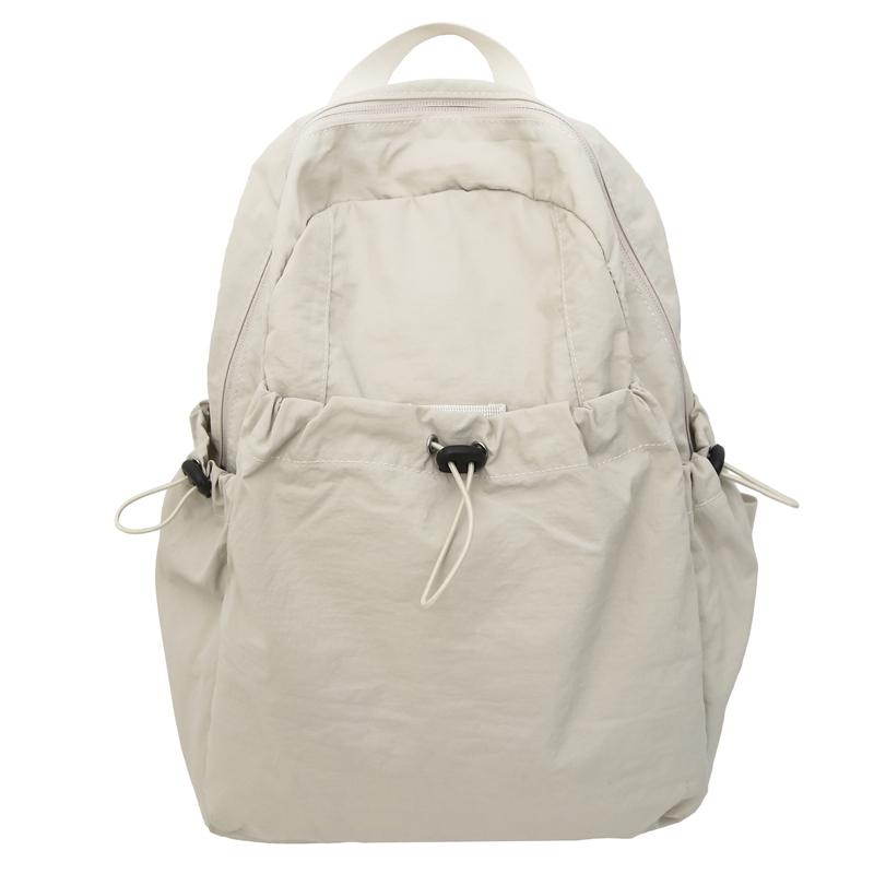 Solid Color Pleated Backpack Men's Lightweight Travel Small Backpack Women's School Bag