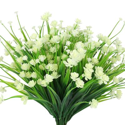 10 Bündel künstliche Blumen, UV-beständig, künstlicher Kunststoff, für den Außenbereich, Grün, Sträucher, Pflanzen, Hausgarten-Dekoration