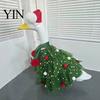 Holiday Porch Goose Clothes Christmas Outfit, Santa Dress with Plush Scarf And Decor for Garden Hat Apparel, Festive Winter Costume Outdoor Lawn Cute