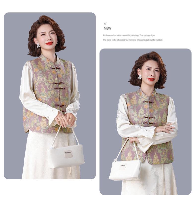 Stylish 2026 Spring & Autumn Vest for Middle-Aged and Elderly Women - Chinese Style