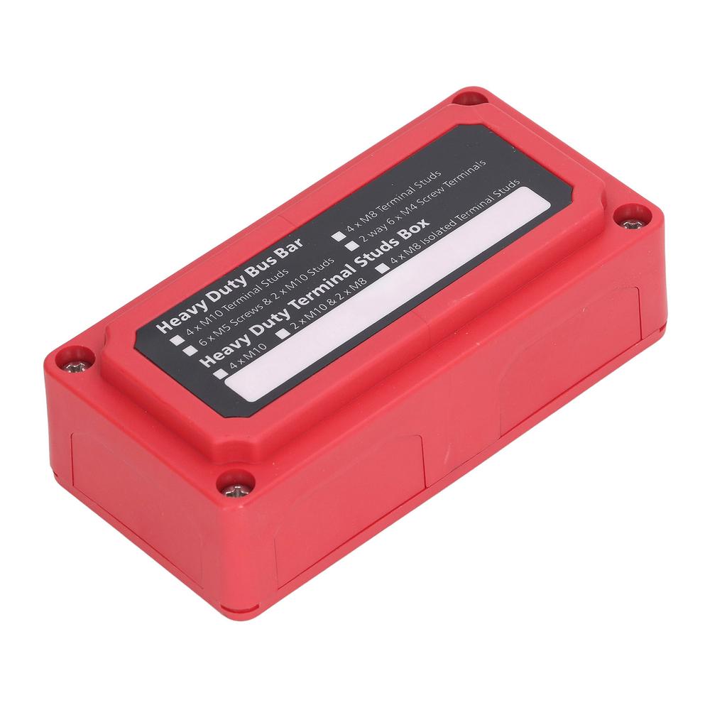 Power Distribution Block M8 Screw Terminal Bus Bar DC 48V 300A for Automobile Boat Red