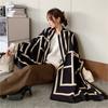 Winter New Imitation Cashmere Letter Jacquard Scarf Women's Thickened Versatile Scarf Double-sided Fashion Fringed Warm Shawl