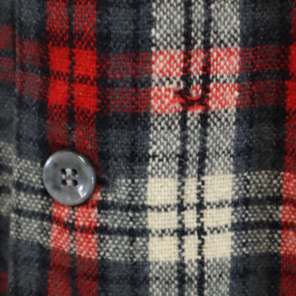 McGregor 60s USA Made Wool Vintage Open Collar Check Pattern Long Sleeve Open Collar Shirt Men's Used