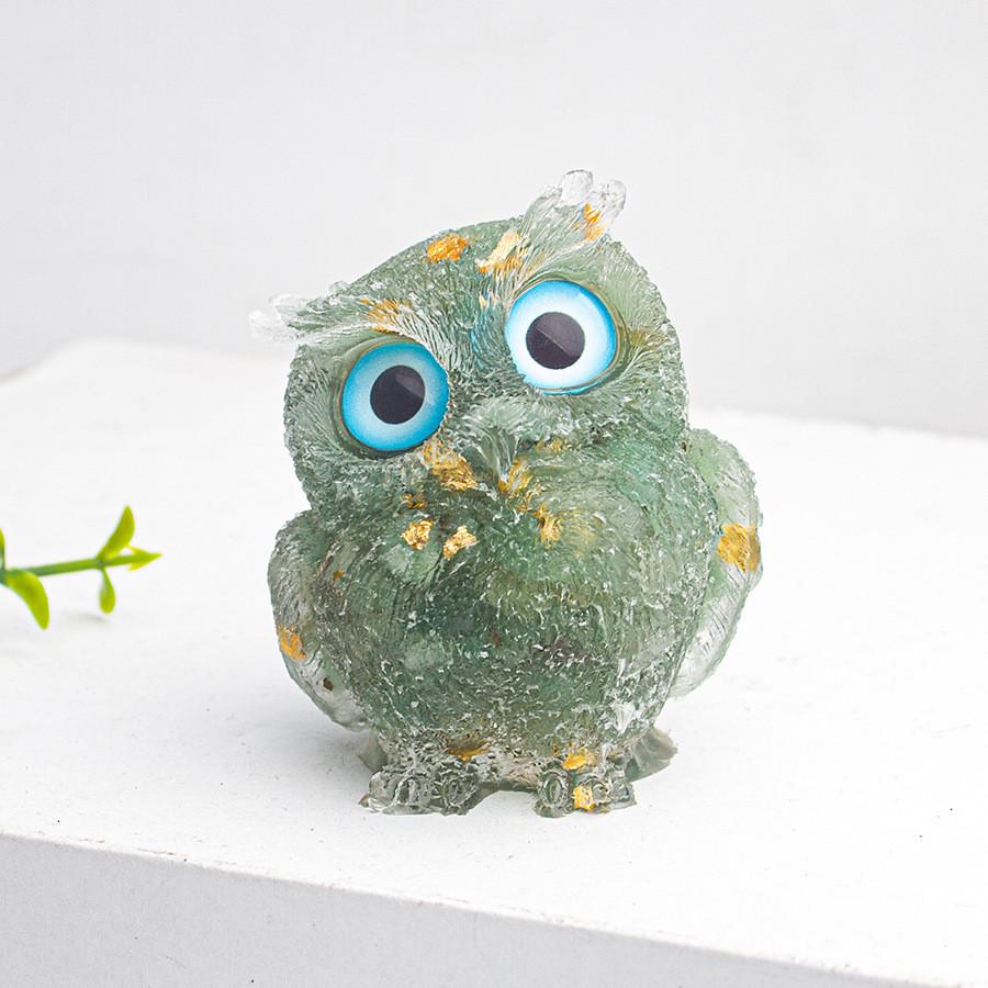 Natural Crystal Owl Car Ornament For Office Desk Decor Gift For Kids