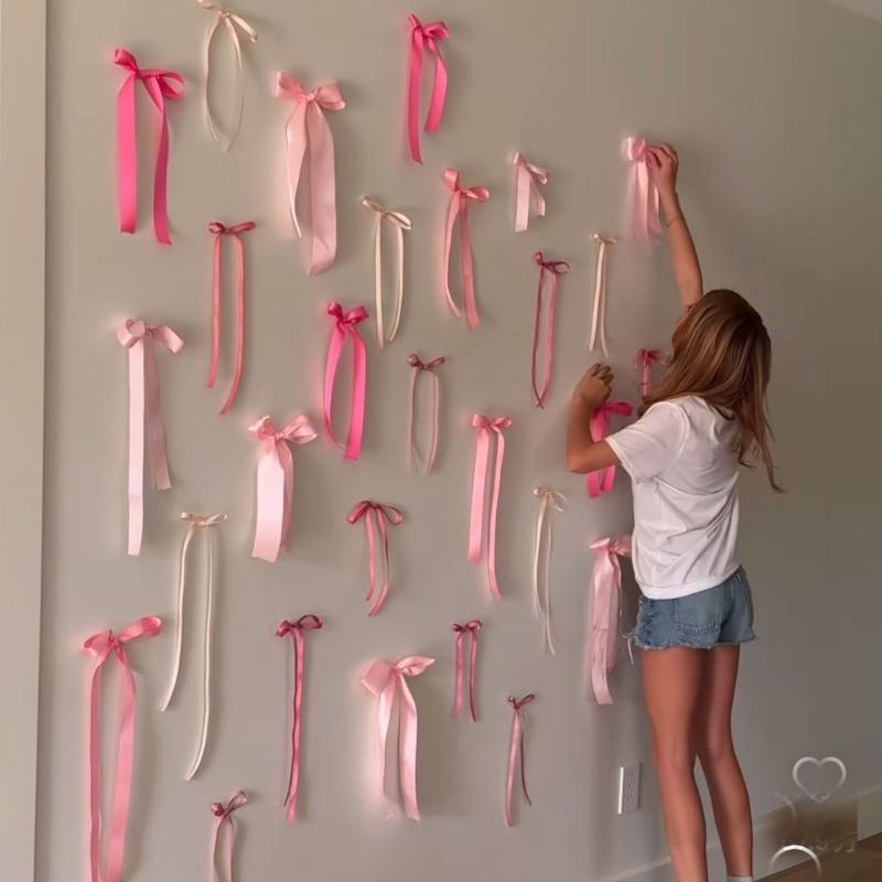 Decorative Bowknot For Wedding Decoration 25x9cm Silk Bowknot For Living Room Bedroom Kid Birthday Festival Celebration