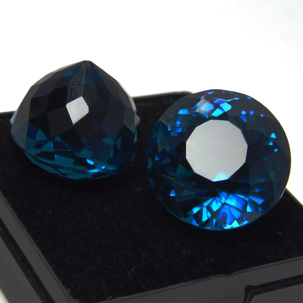 A+ CERTIFIED Blue Sapphire 55Ct Round Cut Loose Gemstone Pair for Jewelry Making