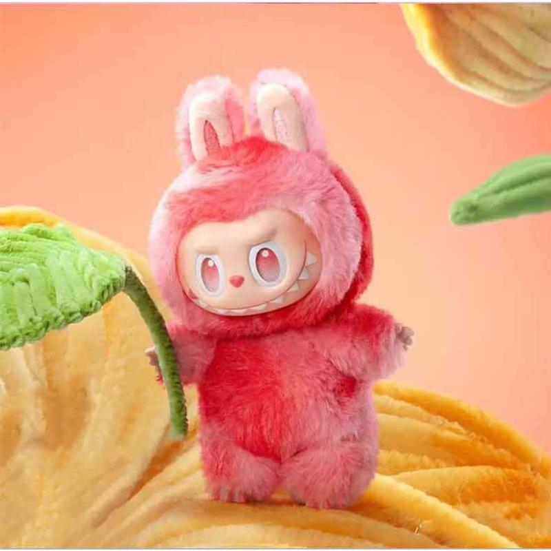 The third-generation rubber-lined labubu plush toy figurine, macaron Labubu doll pendant, small doll