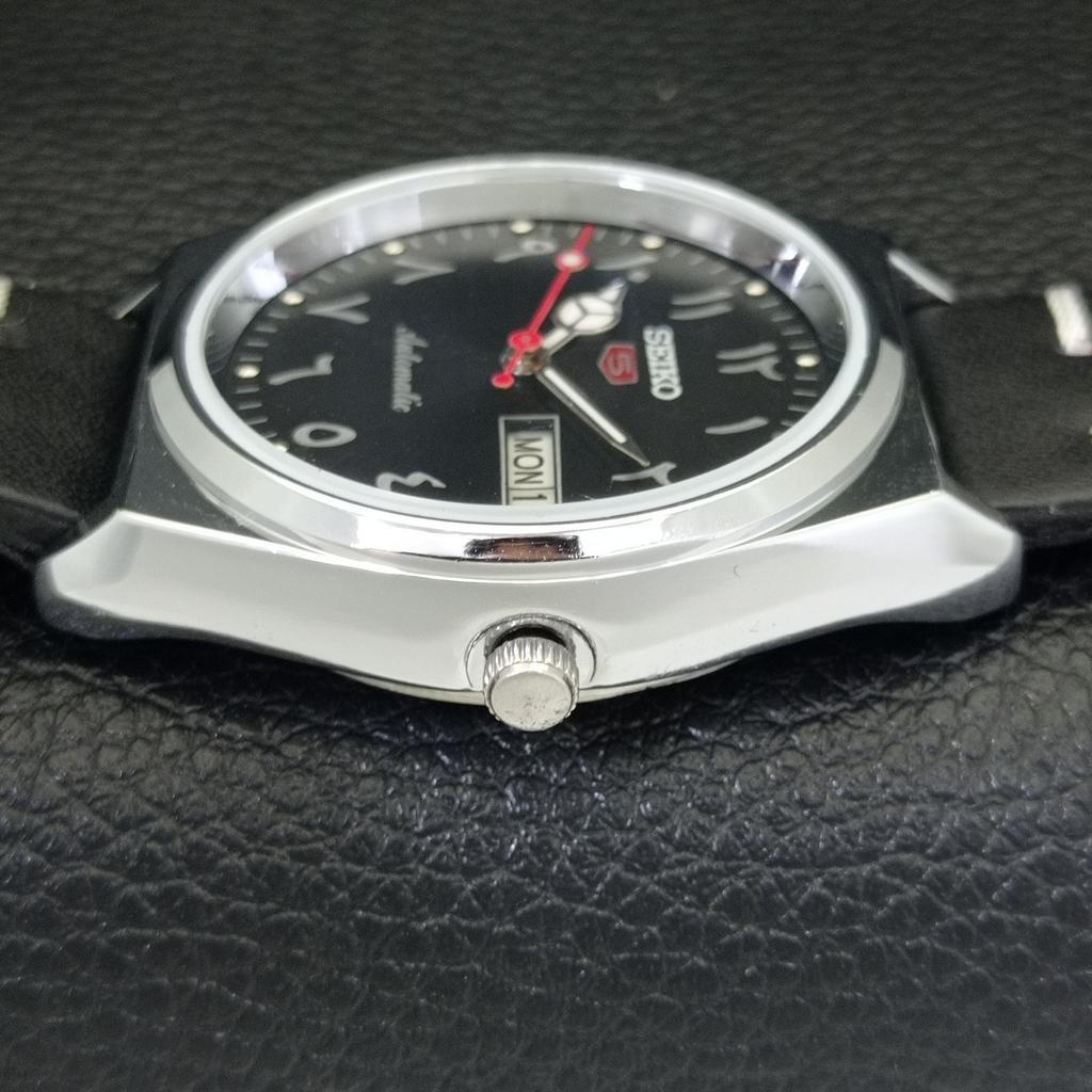 VINTAGE REFURBISHED SEIKO 5 AUTOMATIC 6309A JAPAN MENS BLACK WATCH A441316-5 Sk-a441316