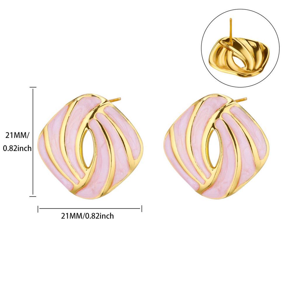 Titanium Steel Oil Dripping Color Round Stud Earrings, Earrings, Light Luxury High-end Tiger's Eye Stone Fashion Earrings, Jewelry