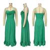 Womens Solid Color Sleeveless Wrap Dress High Waist Fit Elegant Party Gown With Ruched Detail