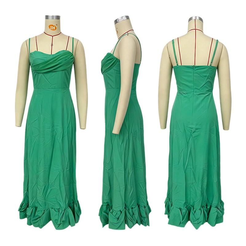 Womens Solid Color Sleeveless Wrap Dress High Waist Fit Elegant Party Gown With Ruched Detail