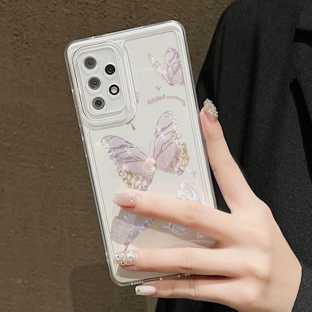 Klarer Fall für Samsung S24 Ultra A54 5G A53 A52 S23 Plus S22 S21 S20 FE A35 A55 A34 A33 A32 A14 A13 Silikon-Schmetterlingsabdeckungen