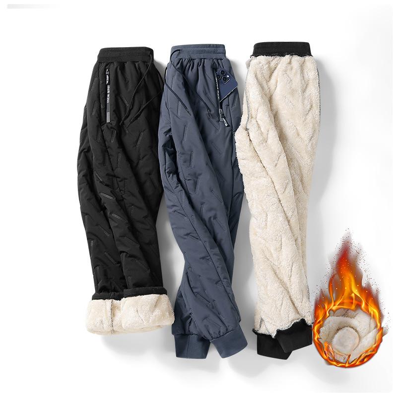 Lamb Down Sports Pants Plush Thickened Warm Windproof Thick Casual Running Men's Loose Warm Pant