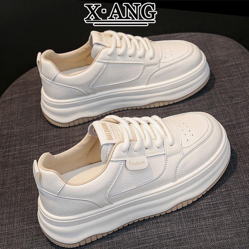 First layer cowhide little white shoes women's shoes thick baseplate shoes autumn new versatile lightweight casual sports shoes