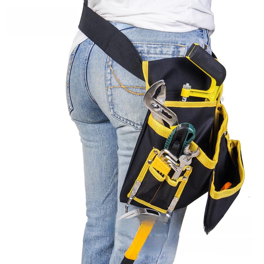 Yellow & Black Wear-Resistant Oxford Cloth Double Waist Tool Bag for Electricians