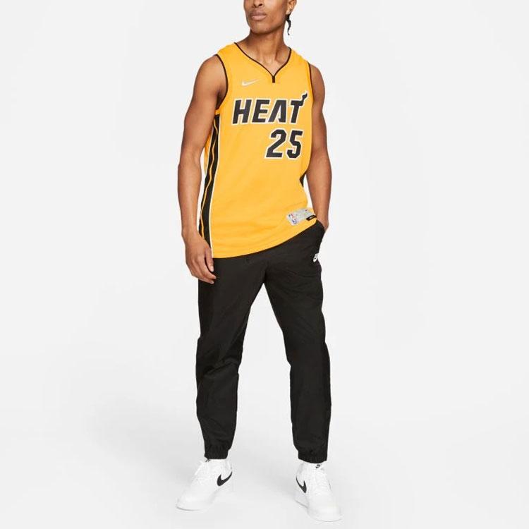 Nike NBA Polyester Sleeveless Fitted Mid-Impact Color-Block Basketball Jersey, Fan Edition, 2020-2021 Season, Miami Heat, Nunn No. 25 CN9934-719