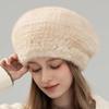 Autumn and Winter New Mink Hair Beret Female Korean Version Fashion Foreign Style Warm Ear Protection Versatile Fur Woven Painter Hat
